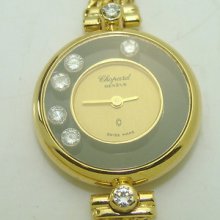 Chopard Geneve 18k Yellow Gold .35ctw Floating Diamond Ladies Watch