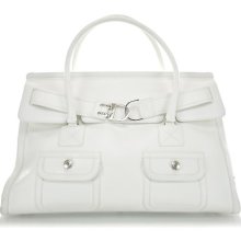 Christian Dior Leather Flight Tote Bag Purse Handbag White Cd