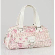 Christian Dior Pink Floral Canvas Polochon Small Satchel Bag