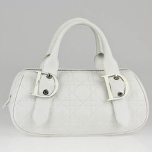 Christian Dior White Quilted Leather Cannage Small Satchel Bag