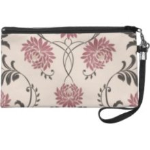 Chrysanthemum Vintage Wallpaper Wristlet Clutch