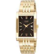 Citizen Mens Black Dial Gold-Tone Watch