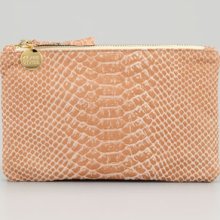 Clare Vivier Snake-Embossed Leather Wallet Clutch