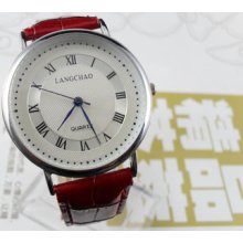 Classic Casual Red Men's Dial Quartz Wrist Watches Hour Clock Bracelet