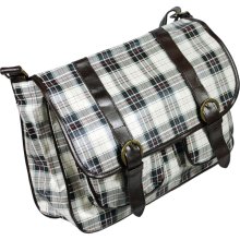 [Classic Cool Plaid] White Leatherette Handbag Shoulder Bag Satchel Bag Purse