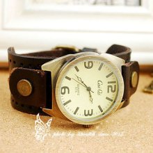 Clear Simple Number Dial Genuine Leather Women's Watch Band Quartz Cool Design