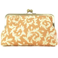 CLUTCH PURSE Handmade for Bridesmaids peach swirly buds fabric