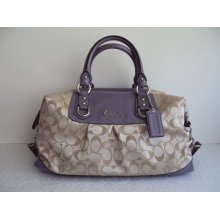 Coach 15440 Ashley Signature Sateen Large Satchel Light Khaki Lilac