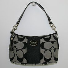 Coach 17439 Signature Stripe Demi Crossbody Handbag Black Purse