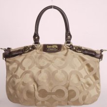 Coach 18650 Madison Op Art Multi Sateen Sophia Satchel Beige