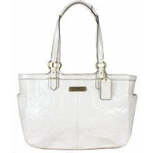 Coach 19462 Embossed White Patent Leather Gallery Tote Handbag