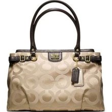 Coach 22344 Madison Op Art Sateen Kara Carryall Khaki/brown