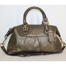 Coach Ashley Leather Satchel Bag Steel 15445 $358