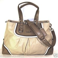 Coach Ashley Spectator Leather Carryall Hand Bag Tote $428 Beige F 17096