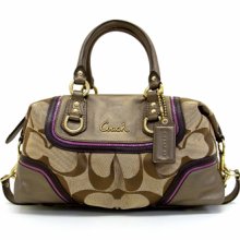 Coach Ashley Spectator Signature Satchel Shoulder Bag F17447 Khaki/rose