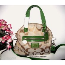 Coach Daisy Signature Foldover Shoulder/crossbody Bag Khaki/green 22941