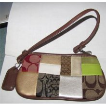 Coach Designer Multicolored Signature Wristlet Purse Coin Wallet 7.5