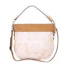 Coach F14710/swtkh Women's Zoe White/khaki Signature Jacquard Shoulder Bag Purse