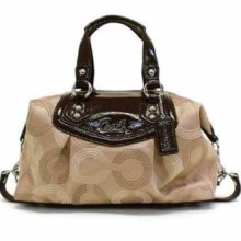 Coach F20027 Ashley Dotted Op Art Satchel Khaki Mahogany Skhma Purse Handbag