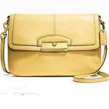 Coach F48986 Kristin Signature Leather Yellow Crossbody Flap Crossbody