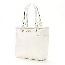 Coach Gallery Embossed Patent Leather Tote White Purse Handbag Style F19818