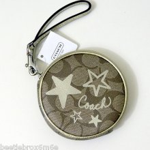 Coach Heritage Star Coin Purse Wristlet Clutch Round Signature 61460