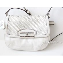 Coach Kristin Leather Woven Crossbody Swing Bag Purse 47478 Parchment White