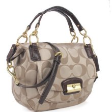 Coach Kristin Signature Sateen Round Satchel Shoulder Crossbody Bag Handbag