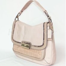 Coach Kristin Spectator Pink Croc Leather Shoulder Bag - 16789