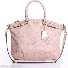 Coach Madison Criss Cross Woven Acorn Leather Lindsey Pink Blush F 19836