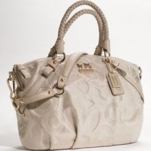 Coach Madison Embossed Logo Leather Sophia Satchel In Champagne F15922 -