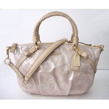 Coach Madison Embossed Logo Sophia Leather Satchel Gold/champagne