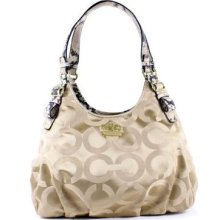 Coach Madison Op Art Sateen Maggie Bag 17689 Khaki Natural