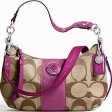 Coach Signature Stripe Demi Crossbody Handbag Purse Style F19218, $178