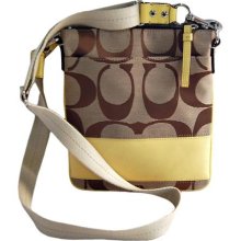 Coach Signature Stripe Swing Pack Khaki & Yellow (HB01422)