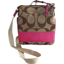 Coach Signature Stripe Swing Pack Khaki & Pink (HB01423)