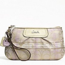 Coach Signature Stripe Tartan Large Wristlet F47145