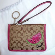 Coach Watermelon Coin Wallet Key Chain Id Wristlet Bag