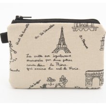 Coin purse padded zippered pouch - Walk in Paris