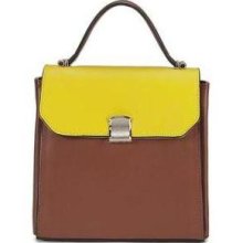 Color-Block Flap Satchel Coffee - One Size