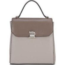 Color-Block Flap Satchel Light Gray - One Size