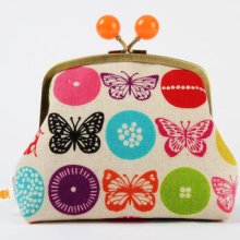 Color bobble pouch - Echino insect dots in multi - metal frame clutch bag