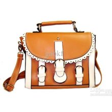 Colorblocked Lacework Small Pu Satchel Handbag For Girl Fashion Shou