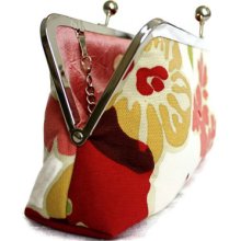 Colorful Garden Party Canvas Clutch in Pink, Leaf Green, Mustard Yellow with Purse Chain Strap- Ready to Ship