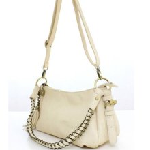 Concise Tassel And Chain Decorated Leather Pouch Purse Shoulder Bag...