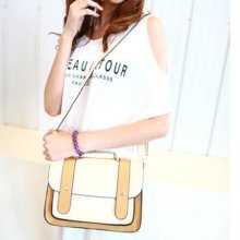 Contrast-Color Flap Satchel