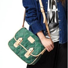 Contrast-Trim Quilted Cross Bag Green - One Size