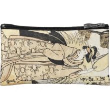 Cool japanese old vintage ukiy-o geisha tattoo Cosmetic Bags