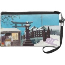 Cool Tomikichiro tokuriki winter snow village town Wristlet Clutch