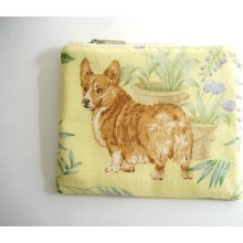 Corgi Dog Zippered Zip Pouch Yellow